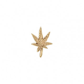 Threadless pot leaf in 14k yellow gold, 6mm