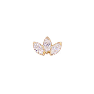 Marquise fan end in yellow gold, threadless