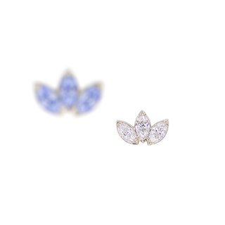 Mini marquise fan in white gold, threadless