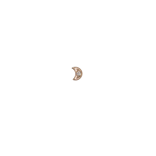 Tiny moon end with diamond in rose gold, threadless