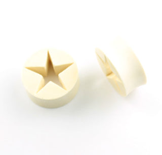 Star plugs in fossilized mammoth tusk, 1" (25mm)
