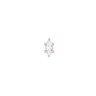 Marquise-cut gem in white gold, threadless