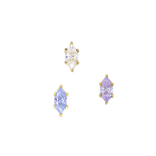 Marquise-cut gem in yellow gold, threadless