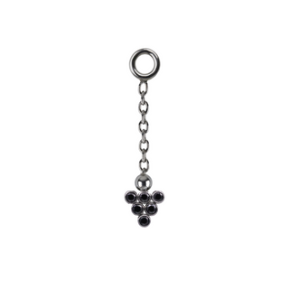 Mythic 6 gem triangle charm dangle in titanium, 9.9mm chain