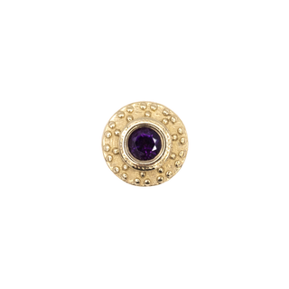 Tiny Nanda with amethyst in yellow gold, threadless