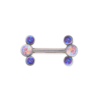 Threadless titanium nipple bar with 3-gem clusters, 12g