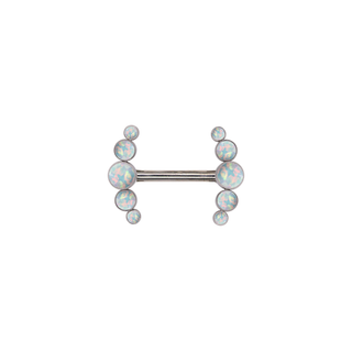 Threadless titanium nipple bar with 5 gem arc cluster