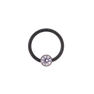 Black niobium captive ring with 4mm faceted gem bead, 18g