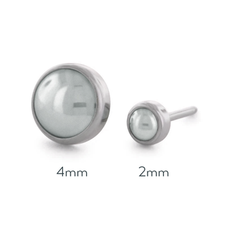 NeoPearl synthetic pearlescent cabochon gem in titanium