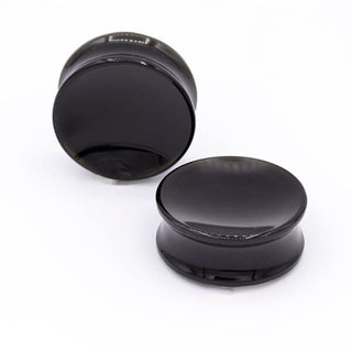 Concave plug in obsidian, 1-1/4 (32mm), DF