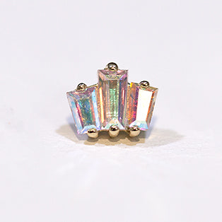 Oceane with mercury mist in yellow gold, threaded for 14g