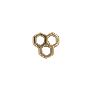 Oh Honey triple-honeycomb threadless end in yellow gold, 4mm