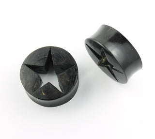 Star plugs in water buffalo horn, 1-1/4" (32mm)