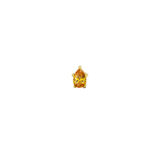 Pear-cut gem in yellow gold, threadless