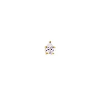 Pear-cut gem in yellow gold, threadless