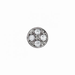 Micro pave disk with diamonds in white gold, 4mm, threadless