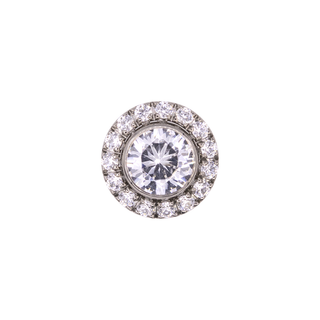 Pave halo end with CZ gems in titanium, threaded for 14g & 12g