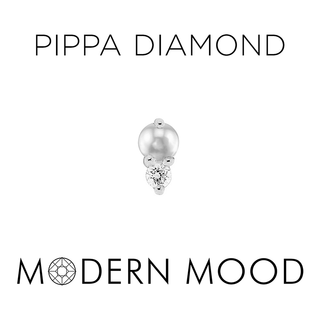Pippa with pearl and diamond accent in white gold