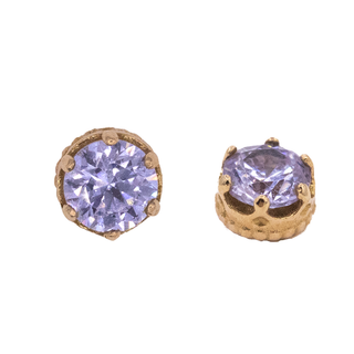 Queen threadless end in rose gold with 3mm lavender cz