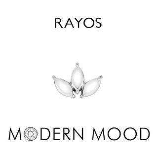Rayos flat marquise fan with beads in white gold