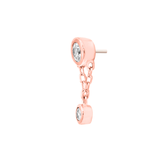 Cora threadless bezel end with 3mm top and 2mm dangle with CZ in rose gold