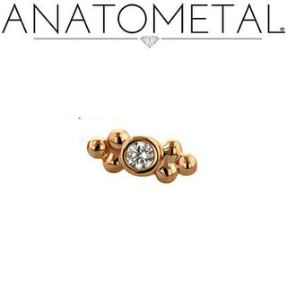 Sabrina threadless end with 2mm CZ gem and 2 beaded points in 18k rose gold