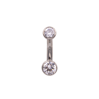 Curved barbell with ball-set faceted gems in titanium with 7/32” bottom, 12g