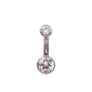 Curved barbell with ball-set faceted gems in titanium with 6mm bottom, 12g