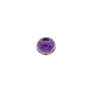 Threaded natural stone cabochon gem ends in titanium, 14g/12g