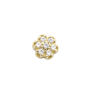 Flower in yellow gold with 1mm gems (4mm overall), threadless