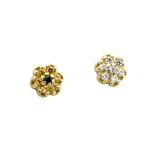 Flower in yellow gold with 1mm gems (4mm overall), threadless