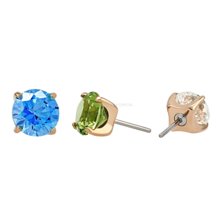 Tiffany prong-set threadless gem in rose gold, special order colors