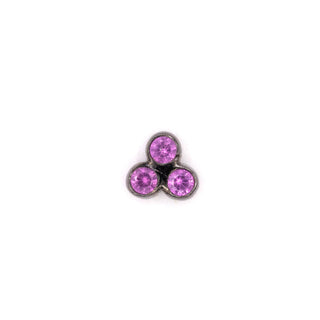 Tribezel end with rhodolite in black rhodium gold, threadless