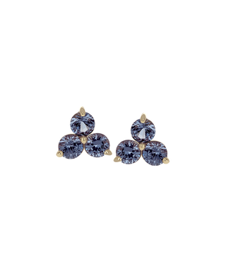Trio threadless end in yellow gold with 2mm gems, special order colors