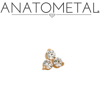Trio threadless end in rose gold with 1.5mm gems