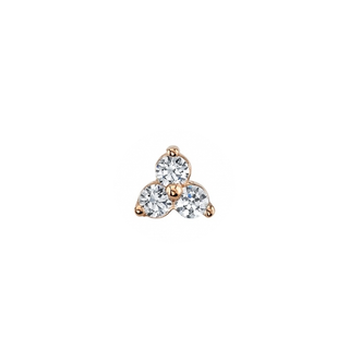 Trio threadless end in rose gold with 1.5mm diamonds