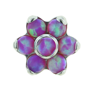Flower with opal gems in titanium, threadless
