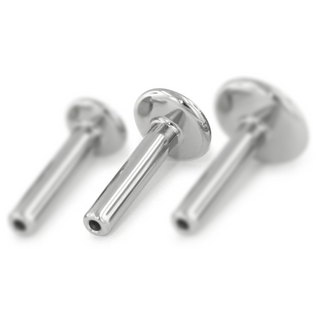 Threadless flat-back bar post with 4mm disk in titanium, 16g