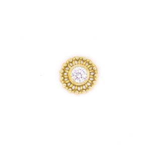 Virtue threadless end with 2mm gem in yellow gold