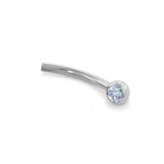 Threadless curved bar post with 2.5mm gem in titanium, 16g