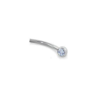 Threadless curved bar post with 2mm gem in titanium, 18g
