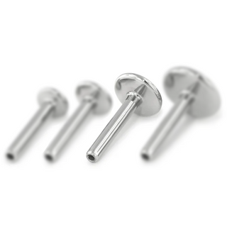Threadless flat-back bar post with 4mm disk in titanium, 18g