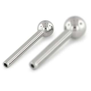 Threadless barbell post with 1/8” ball in titanium, 16g
