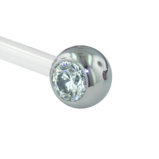 Side-set faceted gem threadless end in titanium, 12g, 3mm