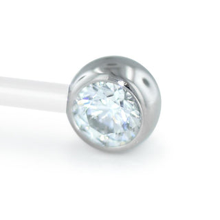 Side-set faceted gem threadless end in titanium, 12g, 4mm