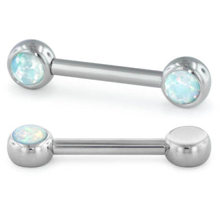 Threadless nipple bar with 4mm cabochon gems, 12g