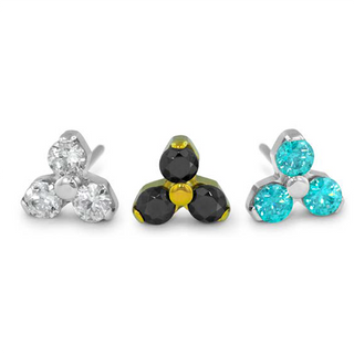 Trinity threadless end in titanium w/ 3-1.5mm gems