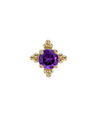 Zia threadless end with 2.5mm faceted gem in yellow gold, special order colors