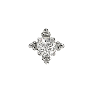 Zia threadless end with 2.5mm CZ gem in white gold