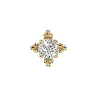 Zia threadless end with 2.5mm faceted CZ gem in yellow gold
